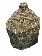Load image into Gallery viewer, Grill cover for Big Green Egg in nest. HIDDEN CREEK MARSH CAMOUFLAGE.